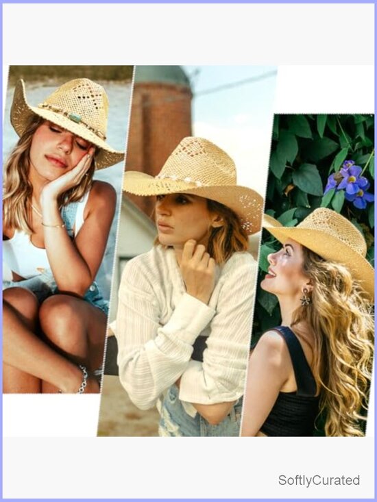 Handmade Straw Cowboy Hat with Three Bands